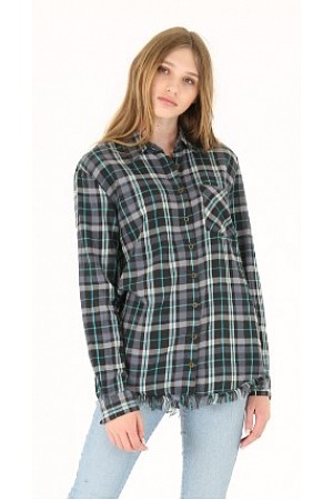 FRAYED HEM BUTTON DOWN PLAID F ... FRAYED HEM BUTTON DOWN PLAID F ...
